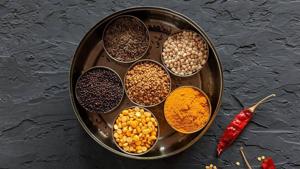 The quintessential Indian spice box has turmeric, jeera and dhania powder, salt and red chilli powder.(Photo: Instagram) The quintessential Indian spice box has turmeric, jeera and dhania powder, salt and red chilli powder.(Photo: Instagram)