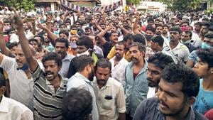Villagers stage a protest in solidarity with custodial death victims J Bennicks and P Jayaraj at Sathankulam on June 28.(PTI File Photo) Villagers stage a protest in solidarity with custodial death victims J Bennicks and P Jayaraj at Sathankulam on June 28.(PTI File Photo)