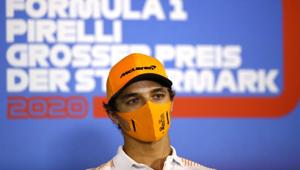 McLaren's Lando Norris wears a protective face mask during a press conference.(REUTERS) McLaren's Lando Norris wears a protective face mask during a press conference.(REUTERS)