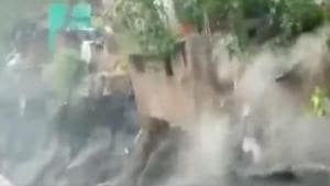 Houses that are prone to danger are being vacated, Aam Aadmi Party MLA said.(ANI Screengrab) Houses that are prone to danger are being vacated, Aam Aadmi Party MLA said.(ANI Screengrab)
