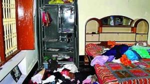 The house doors were opened using a crowbar.(HT Photos) The house doors were opened using a crowbar.(HT Photos)