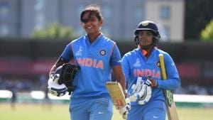 Harmanpreet Kaur and Veda Krishnamurthy of India walk of the pitch during the Semi-Final ICC Women's World Cup 2017.(Getty Images) Harmanpreet Kaur and Veda Krishnamurthy of India walk of the pitch during the Semi-Final ICC Women's World Cup 2017.(Getty Images)