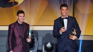 File phot of Lionel Messi and Cristiano Ronaldo at a FIFA Ballon d'Or ceremony.(Getty Images) File phot of Lionel Messi and Cristiano Ronaldo at a FIFA Ballon d'Or ceremony.(Getty Images)