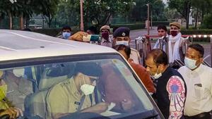 A team of Special Operations Group (SOG) of Rajasthan Police arrives at ITC Grand Bharat hotel where Congress MLAs are staying, at Manesar in Gurugram.(PTI) A team of Special Operations Group (SOG) of Rajasthan Police arrives at ITC Grand Bharat hotel where Congress MLAs are staying, at Manesar in Gurugram.(PTI)