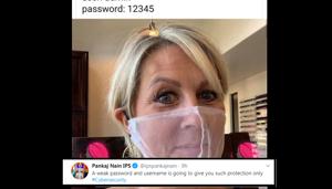 A photo posted on Twitter by Nain shows a woman wearing a see-through mask made from tulle material.(Twitter) A photo posted on Twitter by Nain shows a woman wearing a see-through mask made from tulle material.(Twitter)
