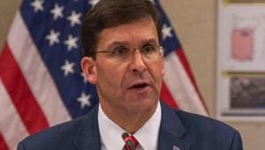 US defence secretary Mark Esper made a special mention of burgeoning India-US security ties, which in recent years have expanded to the 2+2 dialogue(@EsperDoD/Twitter) US defence secretary Mark Esper made a special mention of burgeoning India-US security ties, which in recent years have expanded to the 2+2 dialogue(@EsperDoD/Twitter)
