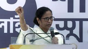 West Bengal chief minister Mamata Banerjee addresses during TMC party's virtual rally in Kolkata on Tuesday.(ANI) West Bengal chief minister Mamata Banerjee addresses during TMC party's virtual rally in Kolkata on Tuesday.(ANI)