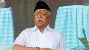 RSS chief Mohan Bhagwat during Vijay Dashmi function at RSS headquarters in Nagpur.(PTI) RSS chief Mohan Bhagwat during Vijay Dashmi function at RSS headquarters in Nagpur.(PTI)
