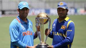 File image of MS Dhoni and Kumar Sangakkara during 2011 World Cup final.(File) File image of MS Dhoni and Kumar Sangakkara during 2011 World Cup final.(File)