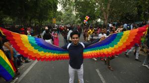 Taking wing: Members and allies of the lesbian, gay, bisexual, transgender (LGBT) community take part in Delhi’s 12th Queer Pride March on November 24, 2019.(Amal KS/Hindustan Times) Taking wing: Members and allies of the lesbian, gay, bisexual, transgender (LGBT) community take part in Delhi’s 12th Queer Pride March on November 24, 2019.(Amal KS/Hindustan Times)