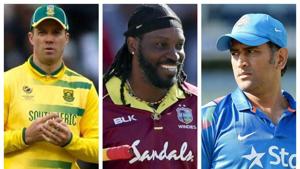 File image of AB de Villiers, Chris Gayle and MS Dhoni.(HT Collage) File image of AB de Villiers, Chris Gayle and MS Dhoni.(HT Collage)