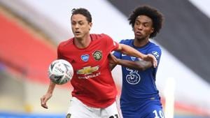 Manchester United's Nemanja Matic in action with Chelsea's Willian.(Pool via REUTERS) Manchester United's Nemanja Matic in action with Chelsea's Willian.(Pool via REUTERS)
