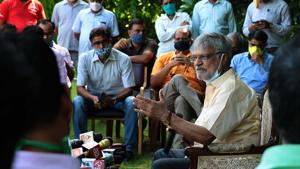 Rajasthan Assembly speaker Dr. CP Joshi at his residence in Jaipur.The speaker has filed an SLP in the Supreme Court after the High Court requested him not to take action till July 24 in the show cause notice he had given to 19 MLAs during the ongoing political crisis in the state.(HT PHOTO.) Rajasthan Assembly speaker Dr. CP Joshi at his residence in Jaipur.The speaker has filed an SLP in the Supreme Court after the High Court requested him not to take action till July 24 in the show cause notice he had given to 19 MLAs during the ongoing political crisis in the state.(HT PHOTO.)
