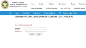 HP TET 2020 admit card.(Screengrab) HP TET 2020 admit card.(Screengrab)