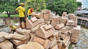 Preparations underway for Ram Mandir’s Bhoomi Pujan in Ayodhya.(PTI photo) Preparations underway for Ram Mandir’s Bhoomi Pujan in Ayodhya.(PTI photo)
