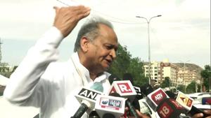 Rajasthan chief minister Ashok Gehlot speaks to mediapersons in Jaipur on Thursday.(ANI Photo) Rajasthan chief minister Ashok Gehlot speaks to mediapersons in Jaipur on Thursday.(ANI Photo)