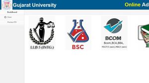 Gujarat University final merit list.(Screengrab) Gujarat University final merit list.(Screengrab)