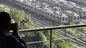 The average height of piers on this corridor is 10m. However, piers will be 20m high at Madhuban Chowk (crossing with Line 1) and 25m at Haiderpur Badli Mor where this line will cross Line 2.(Ajay Aggarwal /HT PHOTO) The average height of piers on this corridor is 10m. However, piers will be 20m high at Madhuban Chowk (crossing with Line 1) and 25m at Haiderpur Badli Mor where this line will cross Line 2.(Ajay Aggarwal /HT PHOTO)