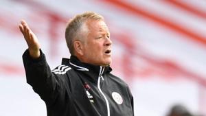 Soccer Football - Premier League - Sheffield United v Everton - Bramall Lane, Sheffield, Britain - July 20, 2020 Sheffield United manager Chris Wilder reacts, as play resumes behind closed doors following the outbreak of the coronavirus disease (COVID-19) Pool via REUTERS/Peter Powell/File Photo(Pool via REUTERS)