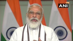Prime Minister Narendra Modi at the launch of the ICMR’s ‘high-throughput’ coronavirus testing facilities in Mumbai, Kolkata and Nodia(ANI) Prime Minister Narendra Modi at the launch of the ICMR’s ‘high-throughput’ coronavirus testing facilities in Mumbai, Kolkata and Nodia(ANI)