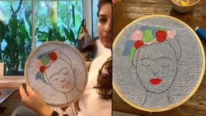 Twinkle Khanna shares a glimpse of her piece of embroidery.