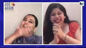The image shows Bollywood actor Vidya Balan and the host of virtual chatshow Aur Batao RJ Stutee Ghosh. The image shows Bollywood actor Vidya Balan and the host of virtual chatshow Aur Batao RJ Stutee Ghosh.