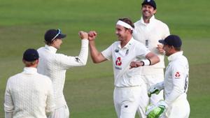 Stuart Broad celebrates the wicket of Kraigg Brathwaite on Day 5.(ICC Image) Stuart Broad celebrates the wicket of Kraigg Brathwaite on Day 5.(ICC Image)