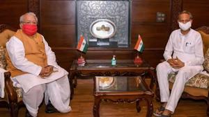 Governor Kalraj Mishra (seen here with chief minster Ashok Gehlot) had returned the cabinet’s recommendation to convene as assembly session twice.(PTI File Photo) Governor Kalraj Mishra (seen here with chief minster Ashok Gehlot) had returned the cabinet’s recommendation to convene as assembly session twice.(PTI File Photo)