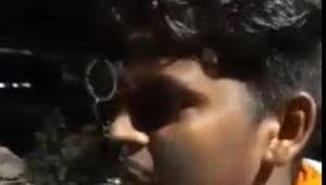The man, in pain and with keys dangling from his forehead, headed towards his village and narrated the incident to his family and other villagers which angered them. (Videograb) The man, in pain and with keys dangling from his forehead, headed towards his village and narrated the incident to his family and other villagers which angered them. (Videograb)