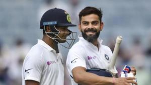 Indian cricketers Mayank Agarwal and Virat Kohli.(PTI) Indian cricketers Mayank Agarwal and Virat Kohli.(PTI)