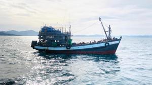 In this file photo released by the Malaysian Maritime Enforcement Agency shows a wooden boat carrying suspected Rohingya migrants detained in Malaysian territorial waters off the island of Langkawi, Malaysia.(AP) In this file photo released by the Malaysian Maritime Enforcement Agency shows a wooden boat carrying suspected Rohingya migrants detained in Malaysian territorial waters off the island of Langkawi, Malaysia.(AP)