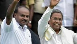 Former Karnataka chief minister H D Kumaraswamy of teh JD (S) and Siddaramaiah of the Congress in happier times.(PTI FILE PHOTO) Former Karnataka chief minister H D Kumaraswamy of teh JD (S) and Siddaramaiah of the Congress in happier times.(PTI FILE PHOTO)