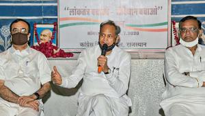 Rajasthan chief minister Ashok Gehlot in Jaipur.(PTI) Rajasthan chief minister Ashok Gehlot in Jaipur.(PTI)