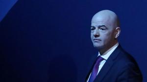 FIFA President Gianni Infantino after his speech during the UEFA Congress.(REUTERS) FIFA President Gianni Infantino after his speech during the UEFA Congress.(REUTERS)