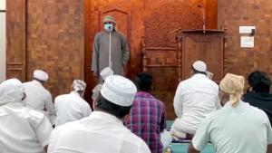 Devotees offering prayers at a mosque on the occasion of Eid-al-Adha as Kerala celebrates Eid-al-Adha in Malappuram on Friday.(ANI Photo) Devotees offering prayers at a mosque on the occasion of Eid-al-Adha as Kerala celebrates Eid-al-Adha in Malappuram on Friday.(ANI Photo)