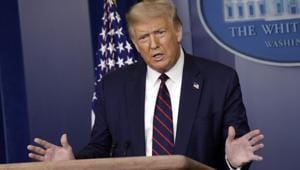 US President Donald Trump during a news conference at the White House in Washington, DC, US on Thursday.(Bloomberg Photo) US President Donald Trump during a news conference at the White House in Washington, DC, US on Thursday.(Bloomberg Photo)