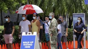 File photo of people waiting in line at a walk-up testing site for Covid-19 during the new coronavirus pandemic, in Miami Beach, Florida.(AP File) File photo of people waiting in line at a walk-up testing site for Covid-19 during the new coronavirus pandemic, in Miami Beach, Florida.(AP File)