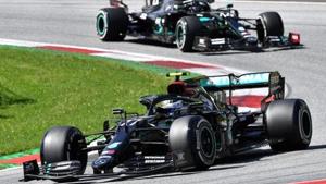 Mercedes' Valtteri Bottas leads Mercedes' Lewis Hamilton during the race.(REUTERS) Mercedes' Valtteri Bottas leads Mercedes' Lewis Hamilton during the race.(REUTERS)