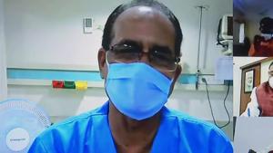 Madhya Pradesh Chief Minister Shivraj Singh Chouhan who undergoing treatment for COVID-19, chairs a virtual cabinet meeting from the hospital, in Bhopal.(ANI) Madhya Pradesh Chief Minister Shivraj Singh Chouhan who undergoing treatment for COVID-19, chairs a virtual cabinet meeting from the hospital, in Bhopal.(ANI)