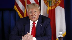 President Donald Trump speaks during a roundtable discussion on the coronavirus outbreak and storm preparedness at Pelican Golf Club in Belleair, Fla., Friday.(AP File Photo) President Donald Trump speaks during a roundtable discussion on the coronavirus outbreak and storm preparedness at Pelican Golf Club in Belleair, Fla., Friday.(AP File Photo)