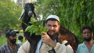 Hardly three to four traders were seen sitting inside a park behind the Manimajra cremation ground, which in previous years used to be filled with goat traders.(SANT ARORA/HT) Hardly three to four traders were seen sitting inside a park behind the Manimajra cremation ground, which in previous years used to be filled with goat traders.(SANT ARORA/HT)