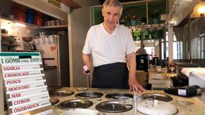 Laszlo Szeker, 87-year-old ice cream maker poses for a picture his ice cream parlour in Balatonboglar, Hungary.(REUTERS) Laszlo Szeker, 87-year-old ice cream maker poses for a picture his ice cream parlour in Balatonboglar, Hungary.(REUTERS)