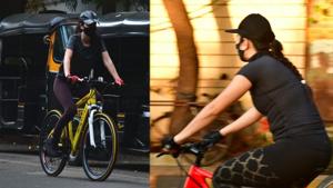 Katrina Kaif seen cycling in Mumbai on Sunday.(Varinder Chawla) Katrina Kaif seen cycling in Mumbai on Sunday.(Varinder Chawla)
