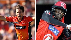 File image of Brad Hogg and Chris Gayle.(File) File image of Brad Hogg and Chris Gayle.(File)
