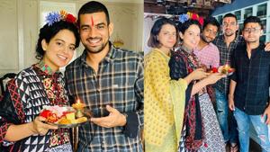 Kangana Ranaut has shared pictures with her brother Aksht on Raksha Bandhan. Kangana Ranaut has shared pictures with her brother Aksht on Raksha Bandhan.