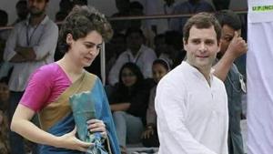 Priyanka Gandhi Vadra and Rahul Gandhi at an event.(Twitter) Priyanka Gandhi Vadra and Rahul Gandhi at an event.(Twitter)