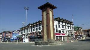 A deserted Lal Chowk, Srinagar.(ANI) A deserted Lal Chowk, Srinagar.(ANI)