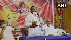 Karnataka minister K S Eshwarappa speaking at an event in Shivamogga district.(ANI) Karnataka minister K S Eshwarappa speaking at an event in Shivamogga district.(ANI)