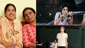 Janhvi Kapoor and Gunjan Saxena in a still from the video. Janhvi Kapoor and Gunjan Saxena in a still from the video.