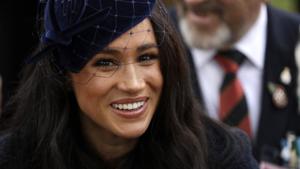 Meghan the Duchess of Sussex meets veterans and serving members of the military as she attends the official opening of the annual Field of Remembrance at Westminster Abbey.(AP) Meghan the Duchess of Sussex meets veterans and serving members of the military as she attends the official opening of the annual Field of Remembrance at Westminster Abbey.(AP)